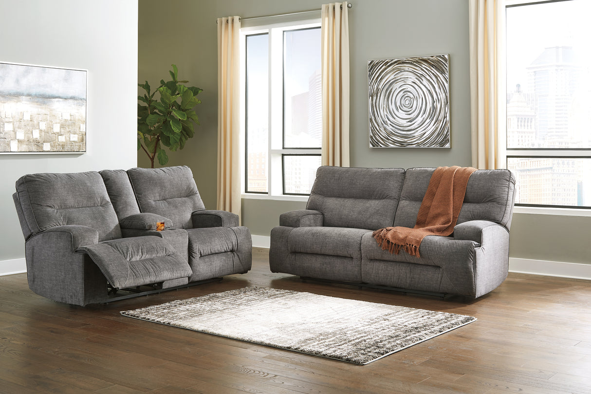 Coombs Charcoal Power Reclining Living Room Set