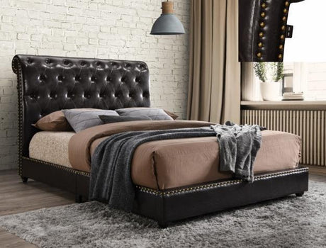 Janine Brown Queen Upholstered Platform Bed with USB Port - Luna Furniture (4760316838023)