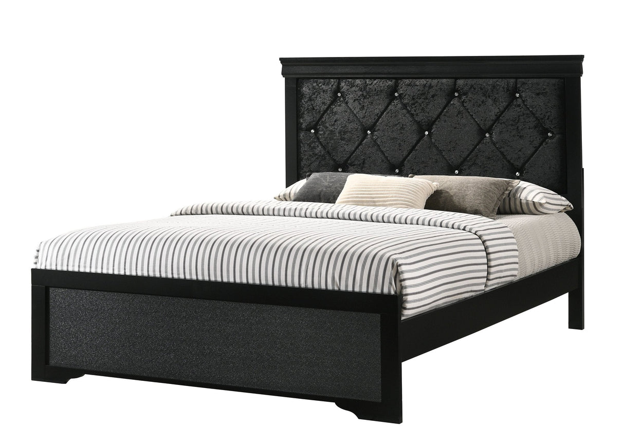Amalia Black Queen Panel Bed