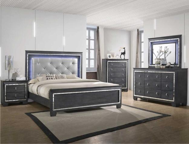 Perina Gray LED Panel Bedroom Set - Luna Furniture (4760439718023)