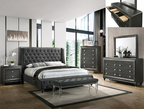 Giovani Dark Gray King Panel Bed - Luna Furniture (4760445550727)