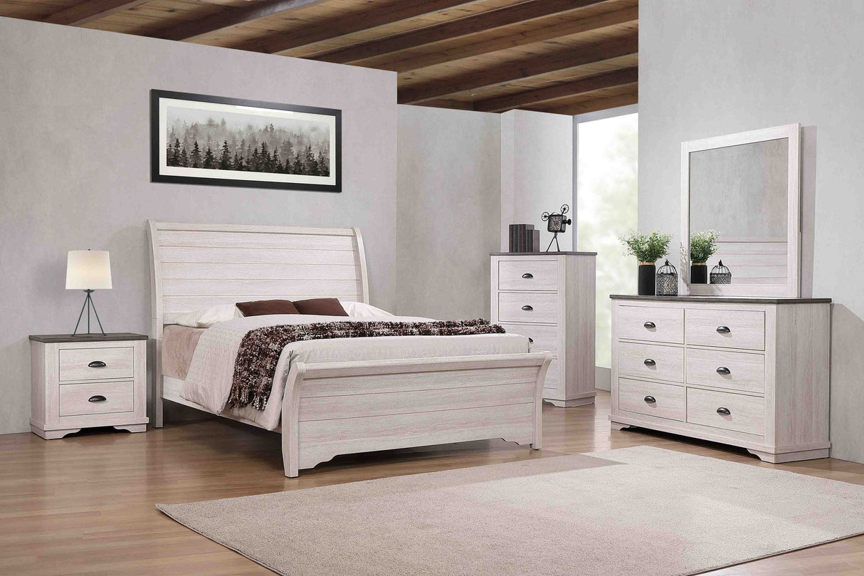Coralee White King Sleigh Bed