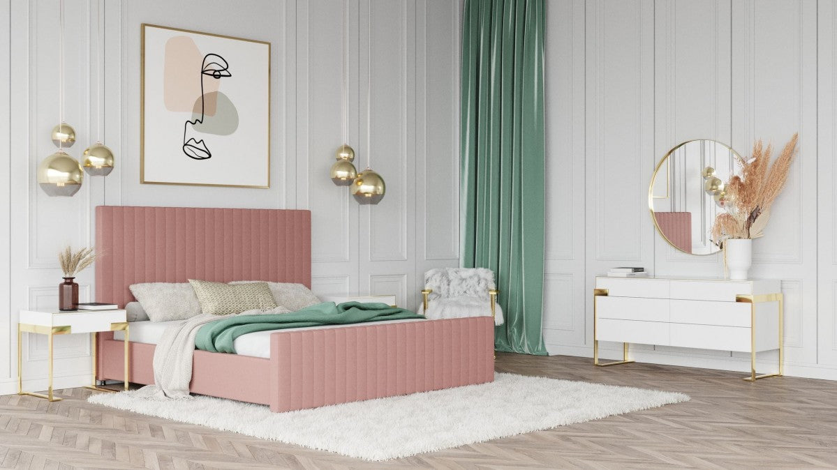 Modrest Beverly - Modern Mauve Velvet Bed
