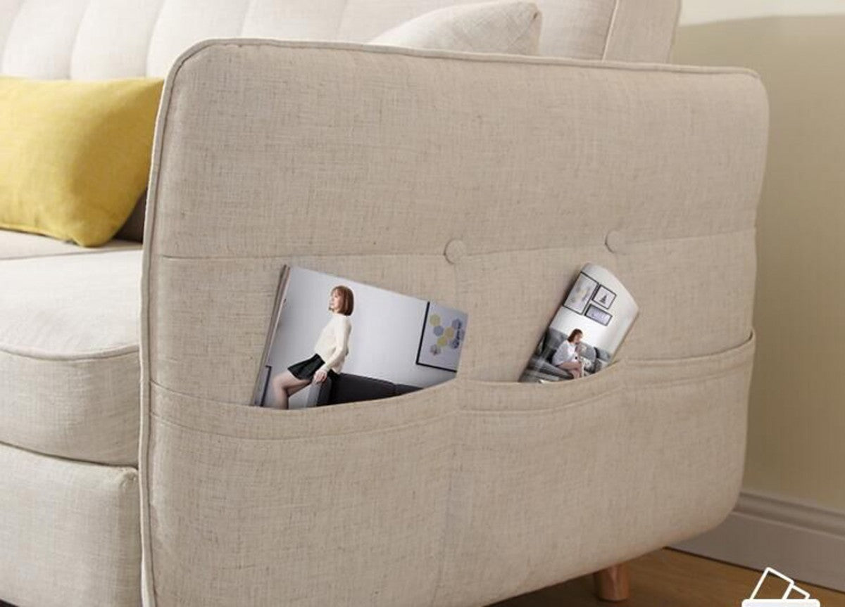 Divani Casa Jeremiah Modern Ivory Fabric Sofabed & Ottoman W/ Storage