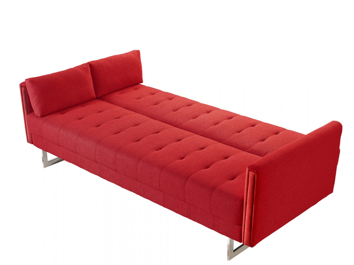 Divani Casa Tejon Modern Red Fabric Sofa Bed