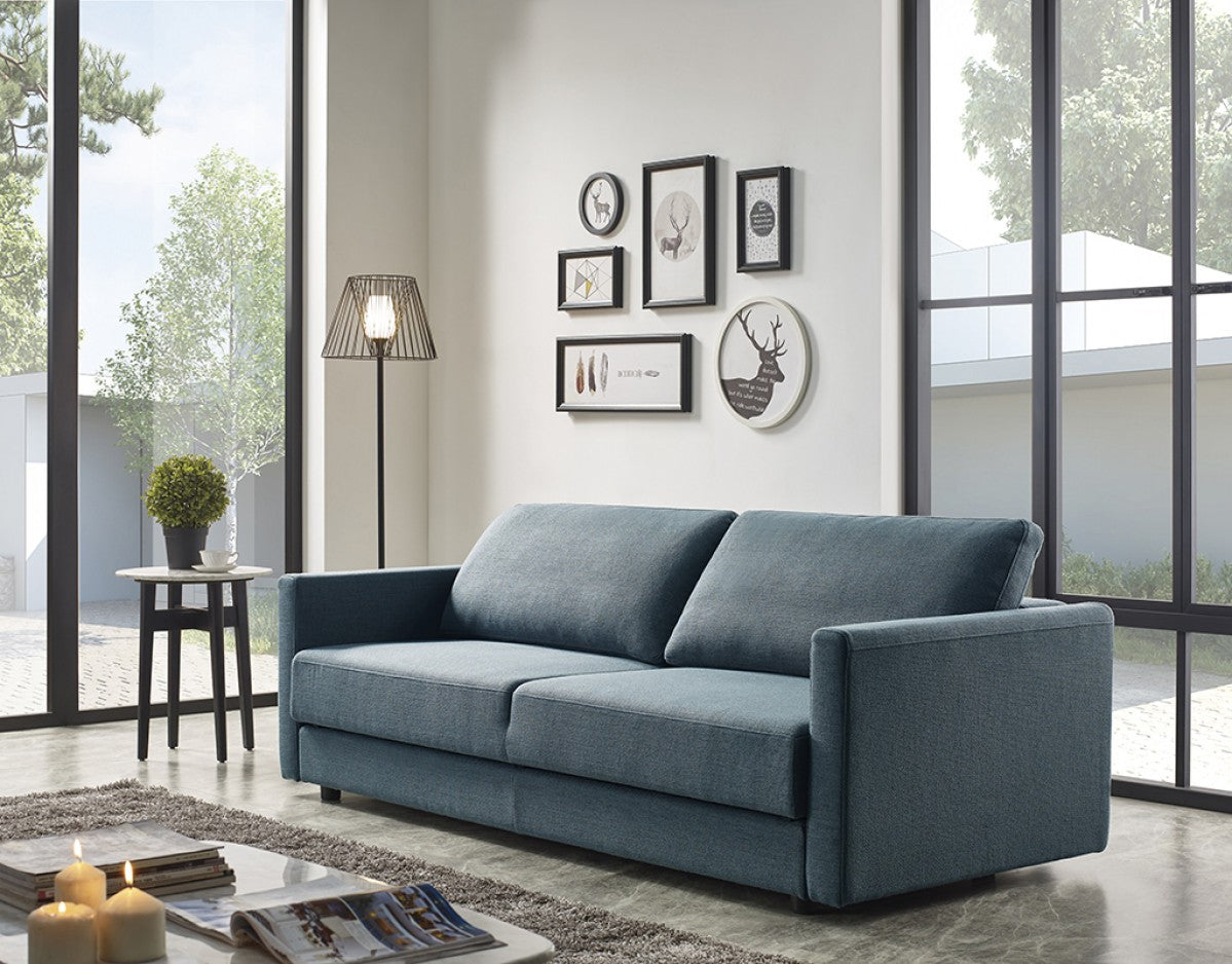 Divani Casa Fredonia Modern Blue-Green Fabric Sofa Bed W/ Storage