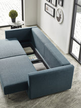 Divani Casa Fredonia Modern Blue-Green Fabric Sofa Bed W/ Storage